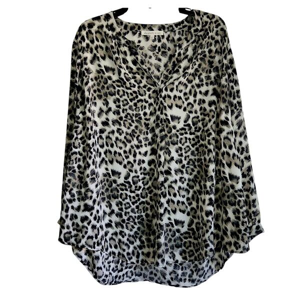 Daniel Rainn Tops - Anthropologie Daniel Rainn Sheer Animal Print Blouse sz 1X Boho